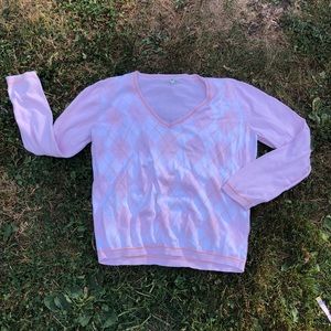 Tommy Hilfiger Pink Argyle V-Neck Sweater